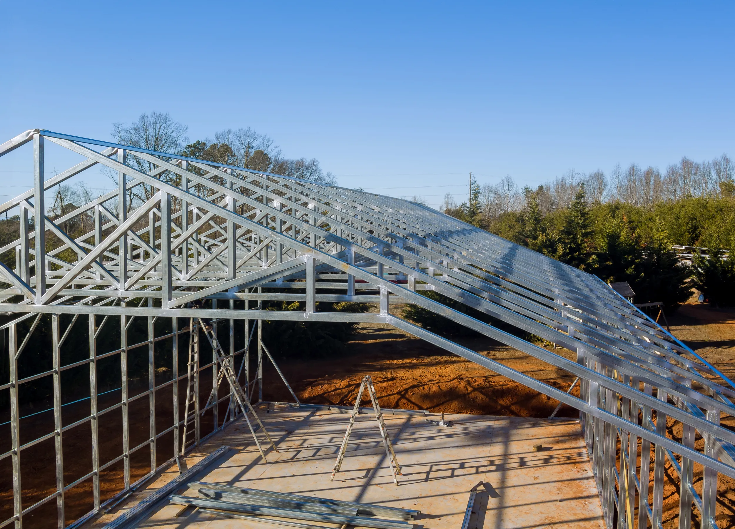 Imagen de una construcción realizada con el sistema Steel Framing en proceso