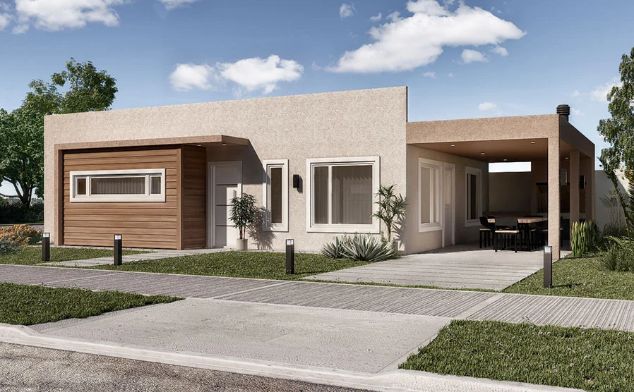 Fotografía de vivienda familiar tamaño premium clásica con galería y detalles exteriores en madera